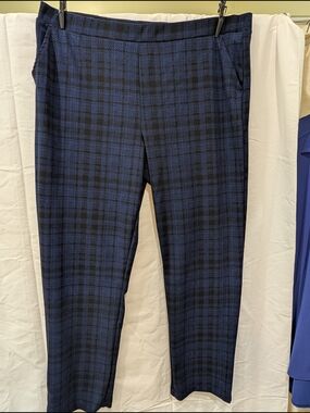 Isaac Mizrahi Live! 24/7 Stretch Plaid Straight Leg Pants XL Tall
